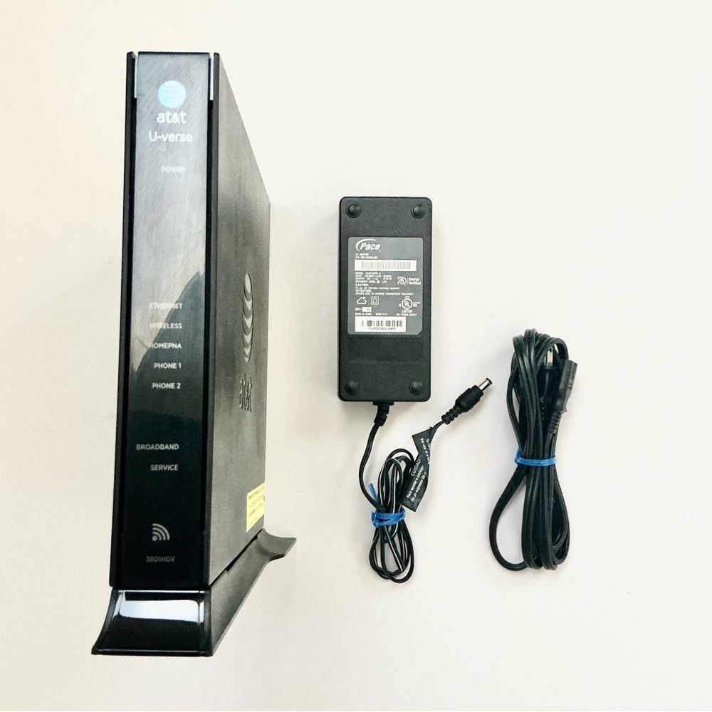 AT&T U-Verse Pace 3801HGV Wireless Modem Router + NEW Unused Power Adapter